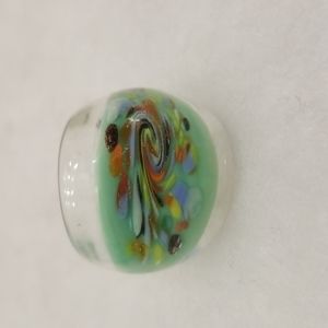 Murano Style Glass Millefiori Flowered Multicolored Dome Cocktail Ring US Seller